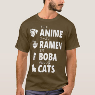 Anime Ramen Boba Cats Japansk Food Älskare Manga O T Shirt