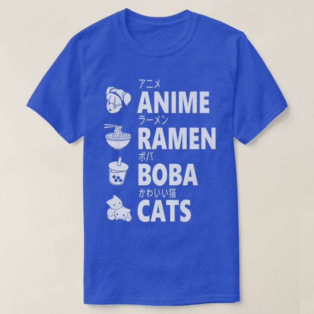Anime Ramen Boba Cats Japansk Food Älskare Manga O T Shirt (Design framsida)