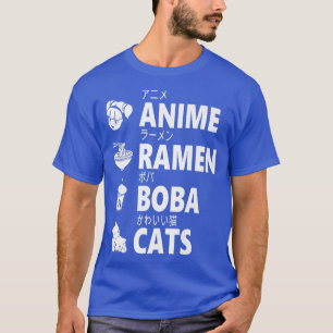 Anime Ramen Boba Cats Japansk Food Älskare Manga O T Shirt