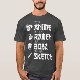Anime Ramen Boba Sketching Japansk Food Älskare Ma T Shirt