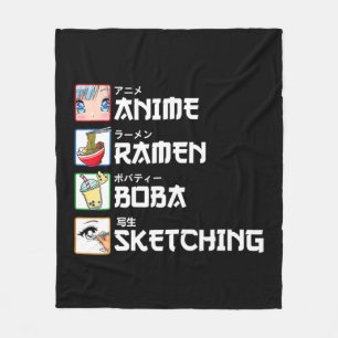 Anime Ramen Boba Sketching Japanska Manga Mjölk Te Fleecefilt