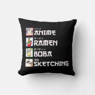 Anime Ramen Boba Sketching Japanska Manga Mjölk Te Kudde