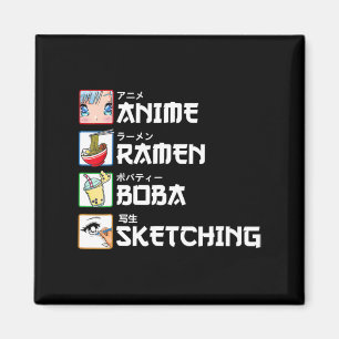 Anime Ramen Boba Sketching Japanska Manga Mjölk Te Magnet
