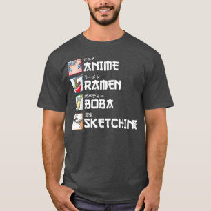 Anime Ramen Boba Sketching - Kawaii Anime Älskare  T Shirt