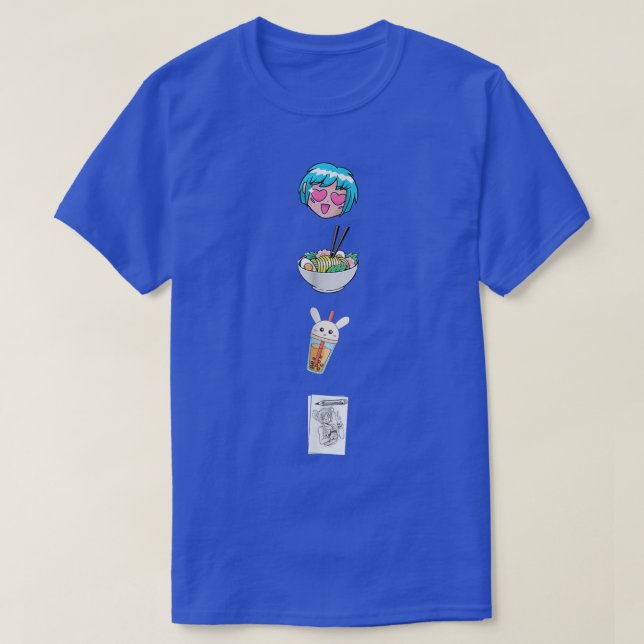 Anime Ramen Boba Sketching - Kawaii Anime Älskare  T Shirt (Design framsida)