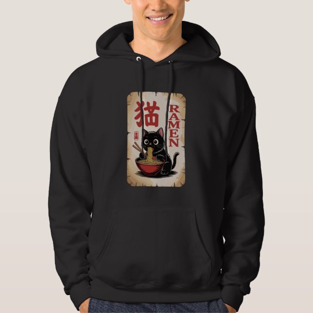 Anime Ramen Cat Cute Noodle Food Lover Theme Hoodie (Framsida)
