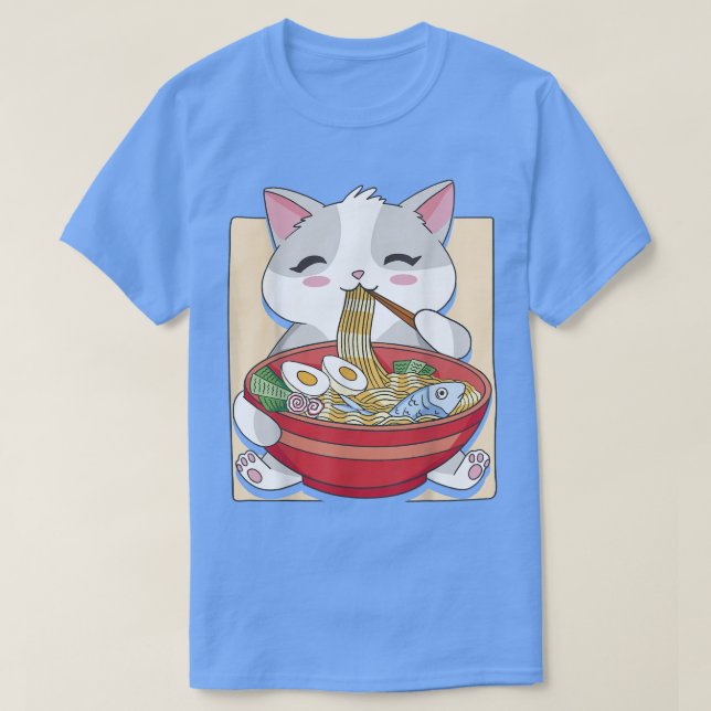 Anime Ramen Cat Otaku Aesthetic  T Shirt (Design framsida)