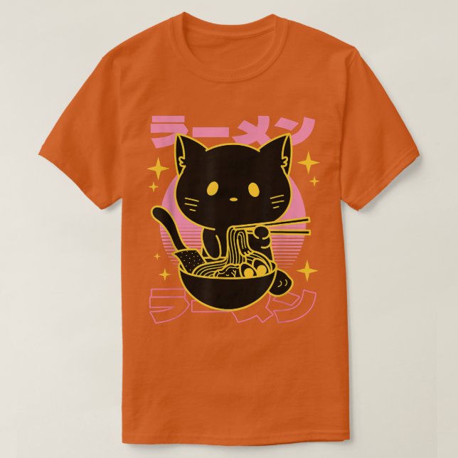 Anime Ramen Cat Retro Japanese Noodles Kawaii Gift T Shirt (Design framsida)