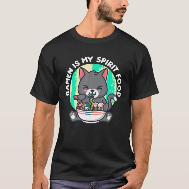 Anime Ramen Cat T Shirt (Framsida)
