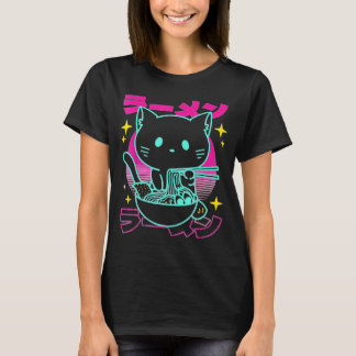 Anime Ramen Katt Retro Japanska Nudlar Estetik T Shirt