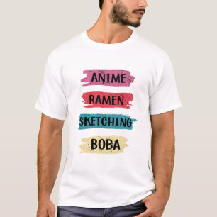 Anime Ramen Sketching Boba T Shirt