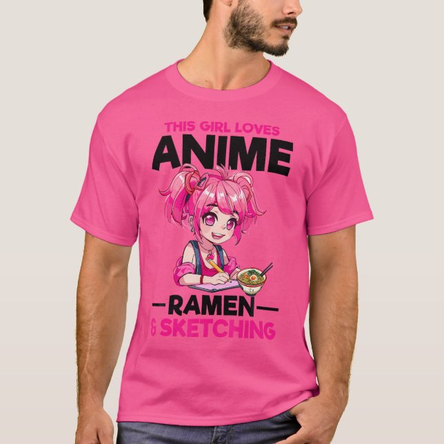 Anime Ramen Sketching Sketch Otaku Japan Manga T Shirt (Framsida)