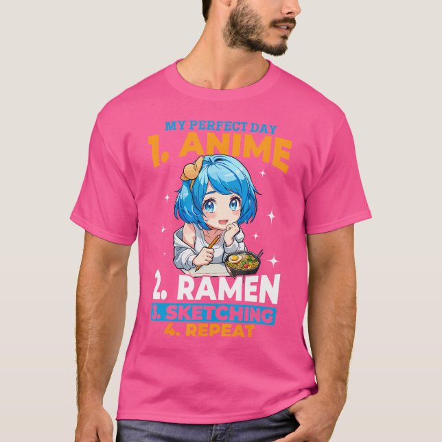 Anime Ramen Sketching Sketch Otaku Japan Manga T Shirt (Framsida)