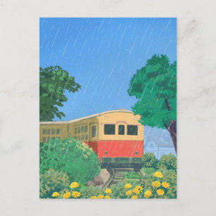 Anime Romantic Rain och Tåg Vykort
