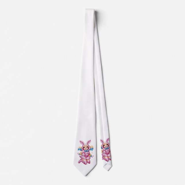 Anime Rosa Bunny Girl Neck Tie Slips (Framsida)