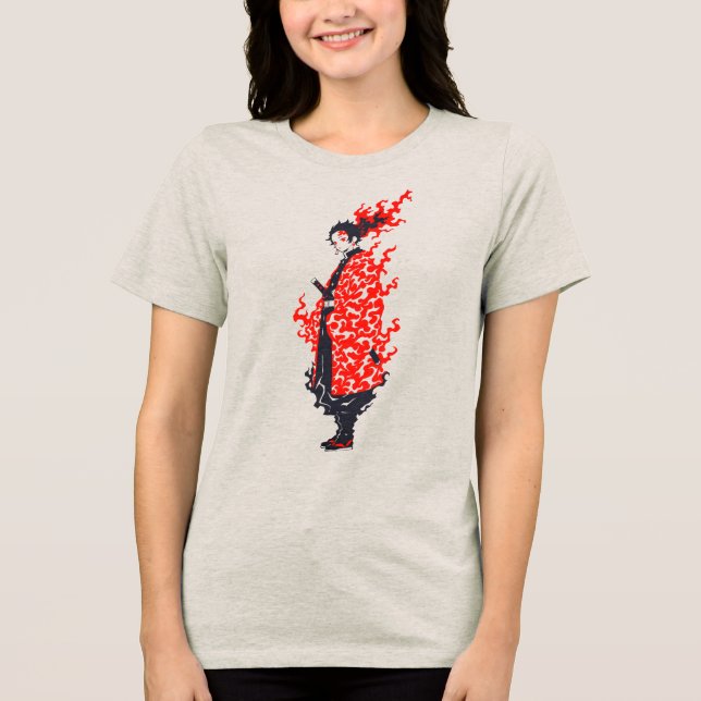 Anime Samurai Brinnande Krigare  Japansk Anime T Shirt (Framsida)