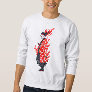 Anime Samurai Fiery Warrior  Japansk Anime Lång Ärmad Tröja
