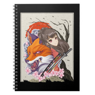 Anime Samurai Fox Otaku Japansk flicka Anteckningsbok