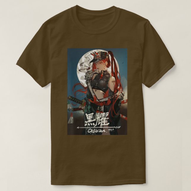 Anime Samurai Girl Kawaii Waifu Aesthetic Japanskt T Shirt (Design framsida)