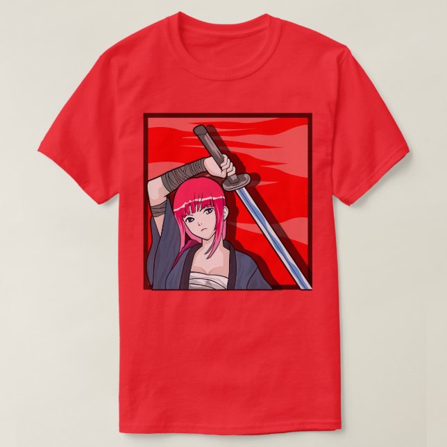 Anime Samurai Girl Weeb & Anime (2) T Shirt (Design framsida)