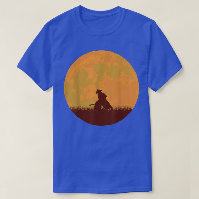 Anime Samurai japansk Warrior Måne Otaku Swordman T Shirt (Design framsida)