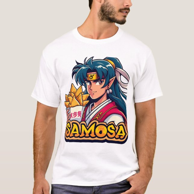 Anime Samurai Samosa Älskare Art T Shirt (Framsida)