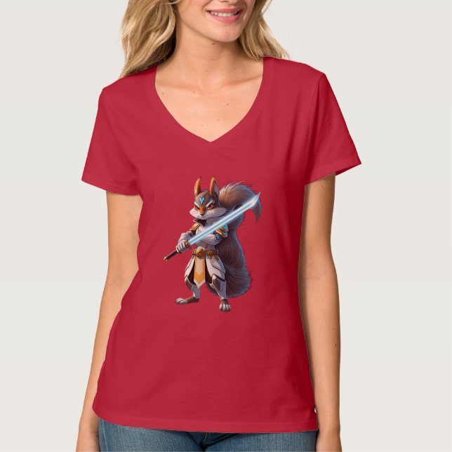 Anime Samurai Squirrel Warrior T Shirt (Framsida)