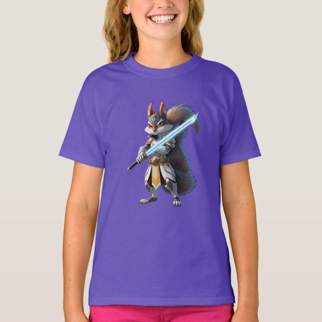 Anime Samurai Squirrel Warrior T Shirt (Framsida)