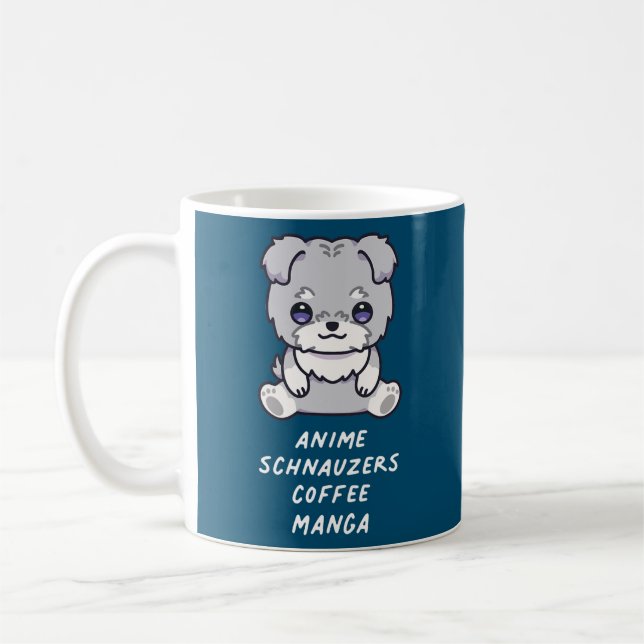 Anime Schnauzers Coffee Manga Kawaii Hund älskare Kaffemugg (Vänster)
