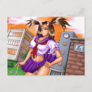 Anime School Girl Nikki Vykort