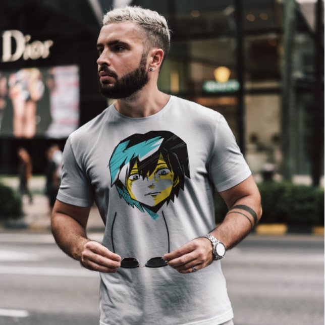 Anime Serious Ansikte Sketch T Shirt (Skapare uppladdad)