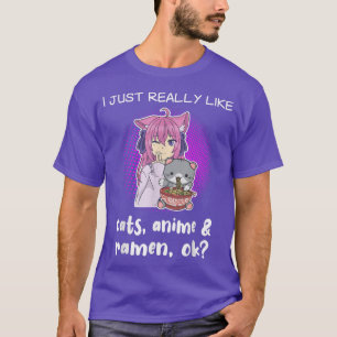 Anime Shirt Cat Lover Ramen Älskare Funny Anime Kä T
