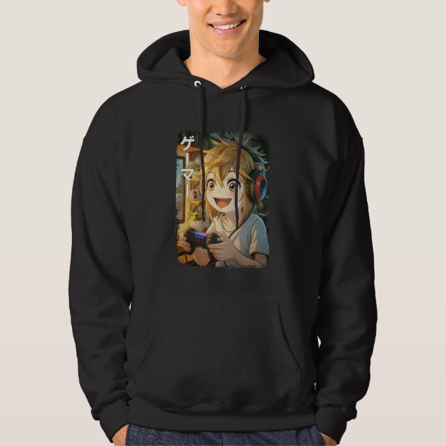 Anime Shirt Cool Gaming Japan Kawaii Funny Manga G Hoodie (Framsida)
