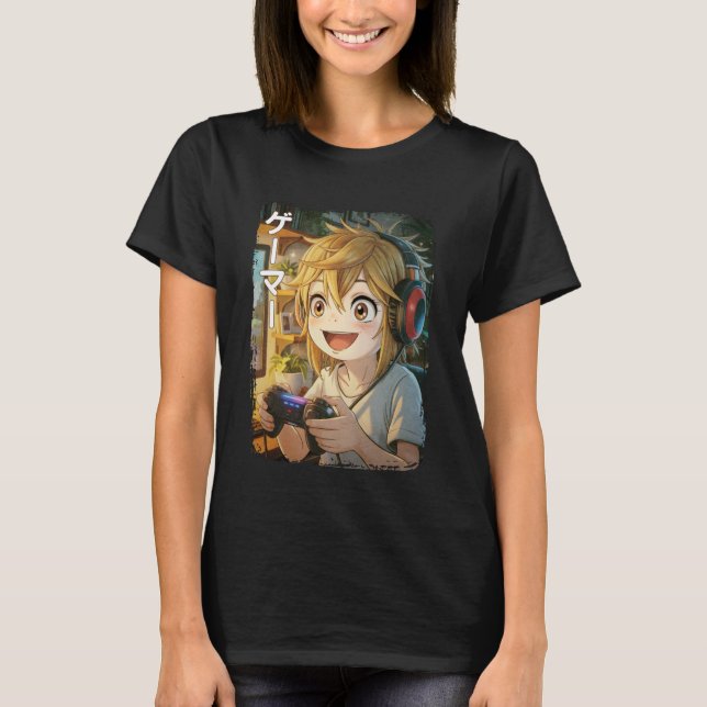 Anime Shirt Cool Gaming Japan Kawaii Funny Manga G T Shirt (Framsida)