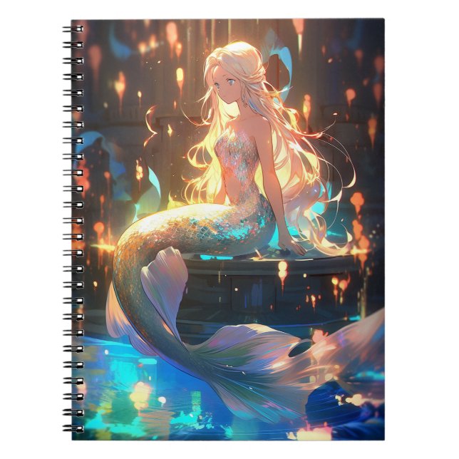 Anime Sjöjungfru Girl Fantasy Art Anteckningsbok (Framsidan)