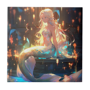 Anime Sjöjungfru Girl Fantasy Art Kakelplatta