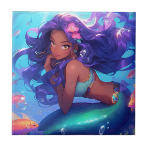 Anime Sjöjungfru Girl Fantasy Art Kakelplatta