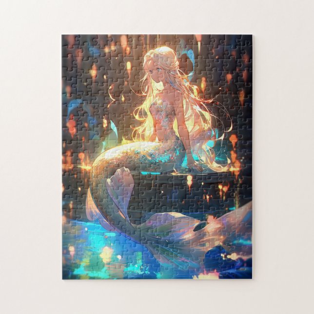Anime Sjöjungfru Girl Fantasy Art Pussel (Vertikal)