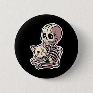 Anime Skeleton Holding A Cat Shirt Lazy Halloween Knapp
