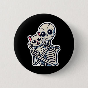 Anime Skeleton Holding A Cat Shirt Lazy Halloween Knapp
