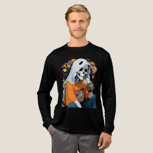 Anime Skelett Spöke Dricker Iced Coffee T Shirt