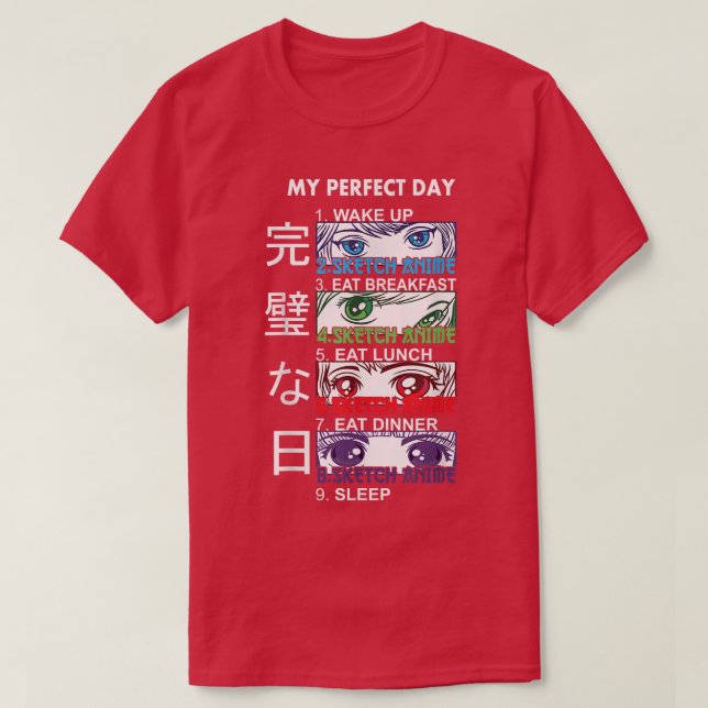 Anime Sketching  Sketching Anime Perfect Day Anime T Shirt (Design framsida)