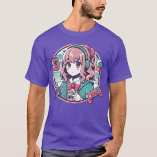 Anime-skola tjej gaming vänner t shirt
