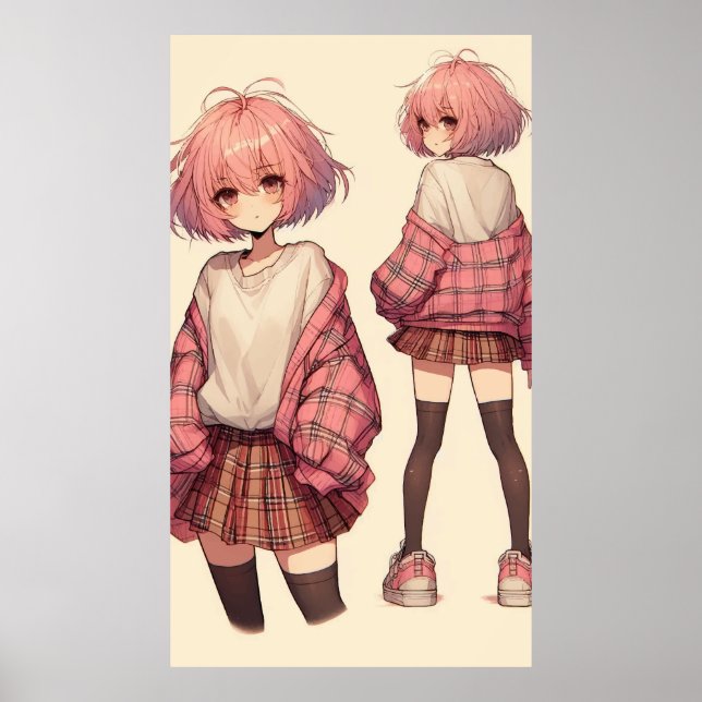 Anime-skolflicka Poster (Framsidan)