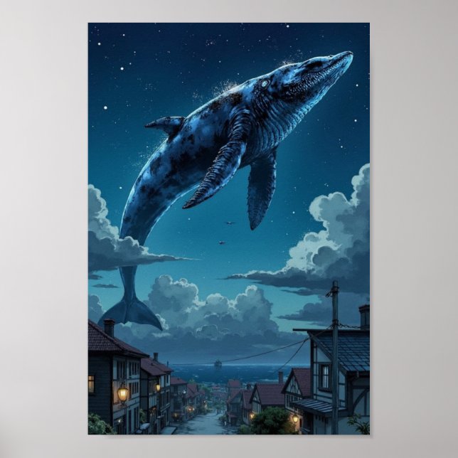Anime Sky Whale Fantasy Wall Art Poster (Framsidan)