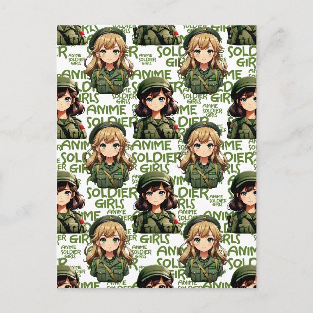 Anime Soldatflickor Mönsterdesign  Vykort (Framsida)