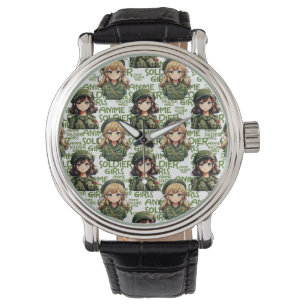 Anime Soldier Girls Mönster Design Armbandsur