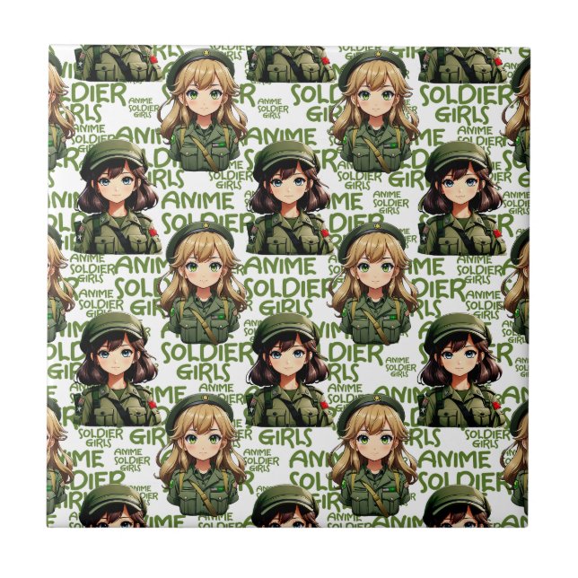 Anime Soldier Girls Mönster Design Kakelplatta (Framsidan)