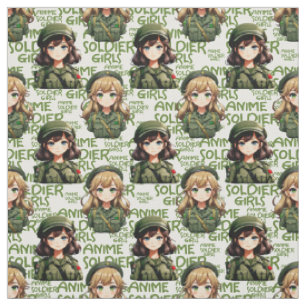 Anime Soldier Girls Mönster Design Tyg