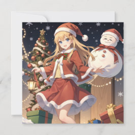 Anime söt flicka jul julkort